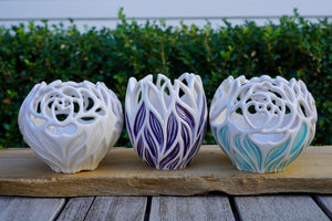 002 Leaf Luminary with Stormy Blue Leaves