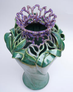 011 Iris Centerpiece Vase with Multiple Glazes