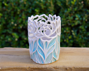 001 Peony Vase with Blue Leaves