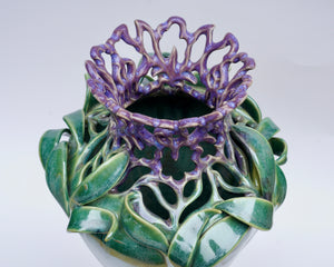 011 Iris Centerpiece Vase with Multiple Glazes