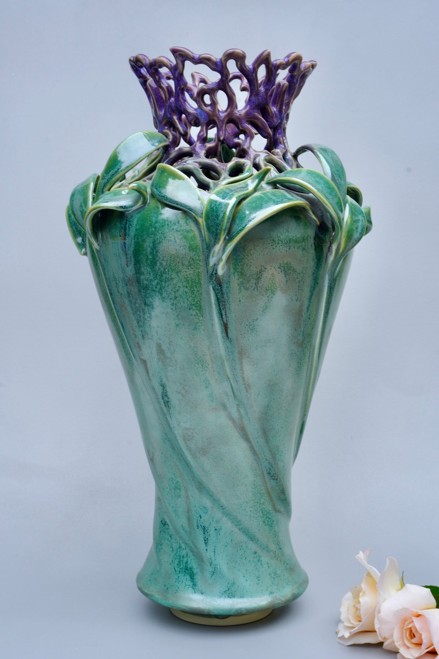 011 Iris Centerpiece Vase with Multiple Glazes