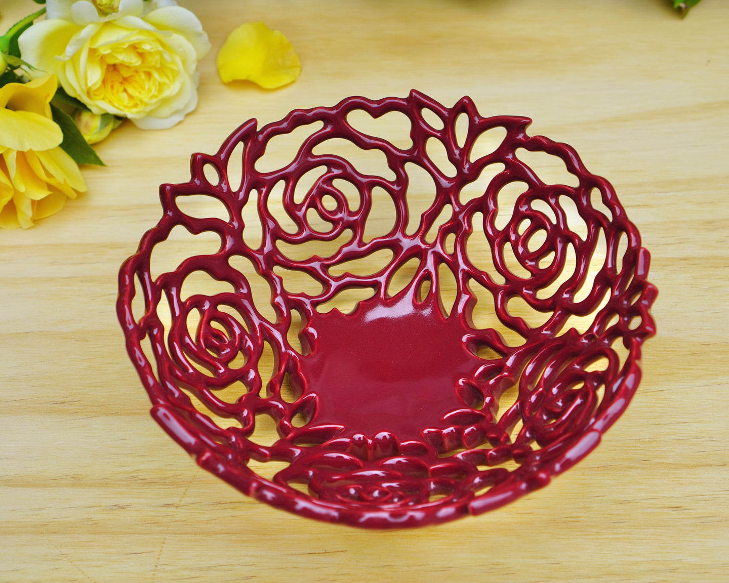 Reserved for Adreinne: Rose Bowl in Red